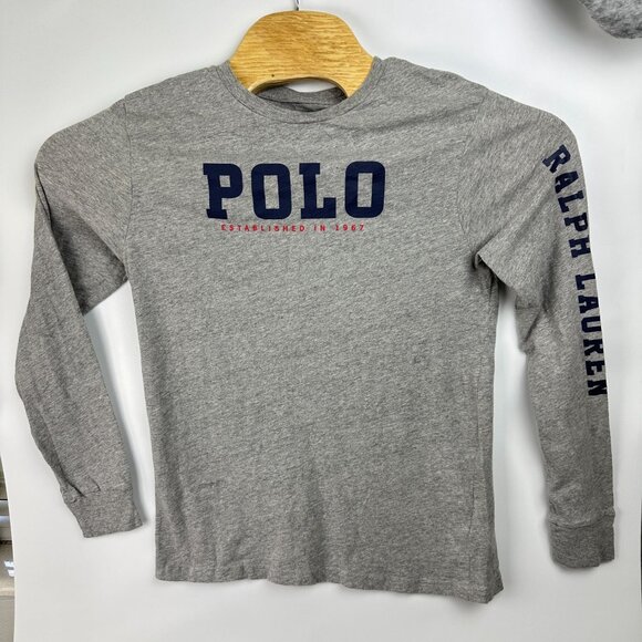 Ralph Lauren Polo  Shirt Unisex L  (14-16) Gray Long-Sleeve Graphic Print - Picture 9 of 14